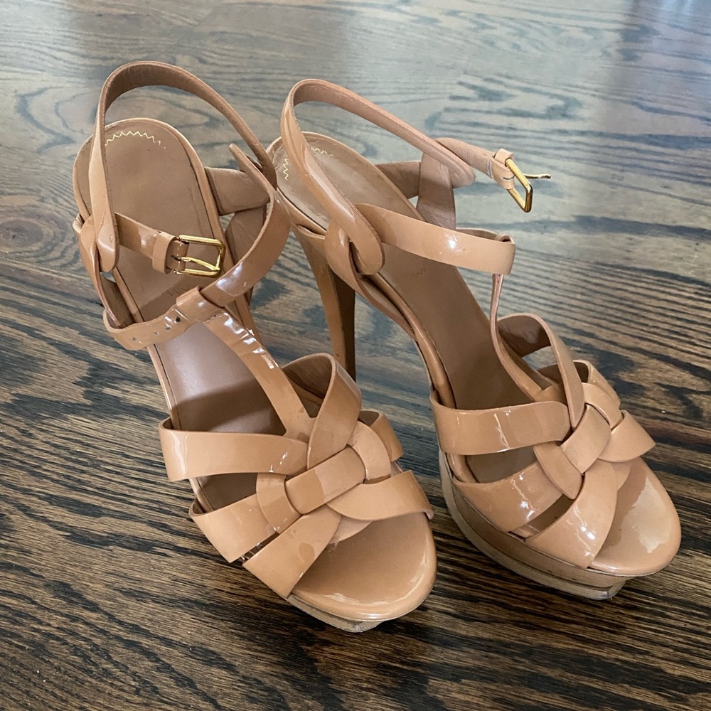 YSL Tribute Sandals Tan